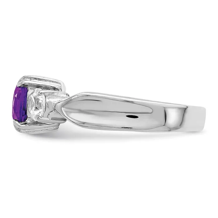 Goldia Rings Sterling Silver Rhodiumplated Amethyst and CZ Ring