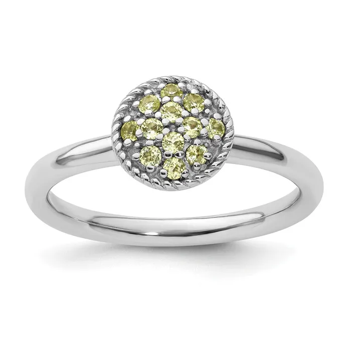 Goldia Rings Sterling Silver Stackable Expressions Peridot Rhodium Ring