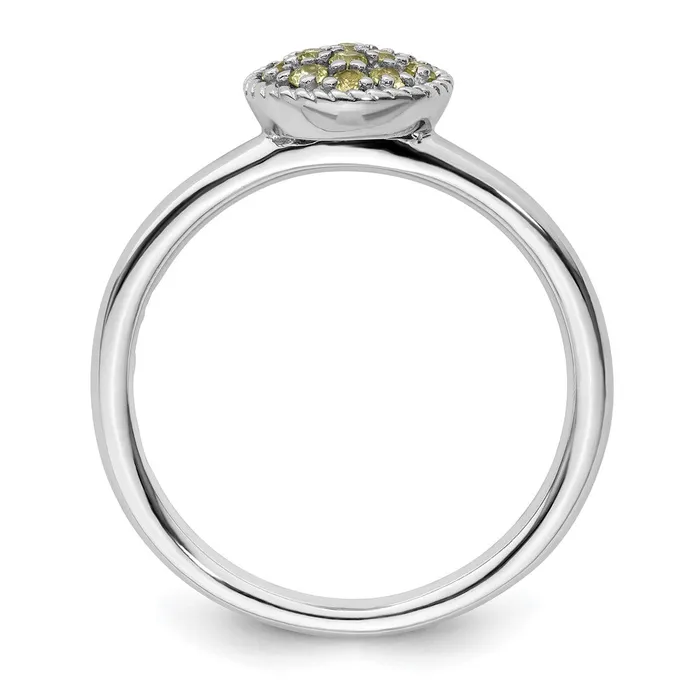 Goldia Rings Sterling Silver Stackable Expressions Peridot Rhodium Ring
