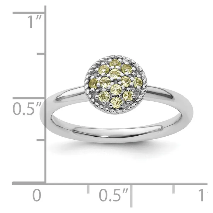 Goldia Rings Sterling Silver Stackable Expressions Peridot Rhodium Ring