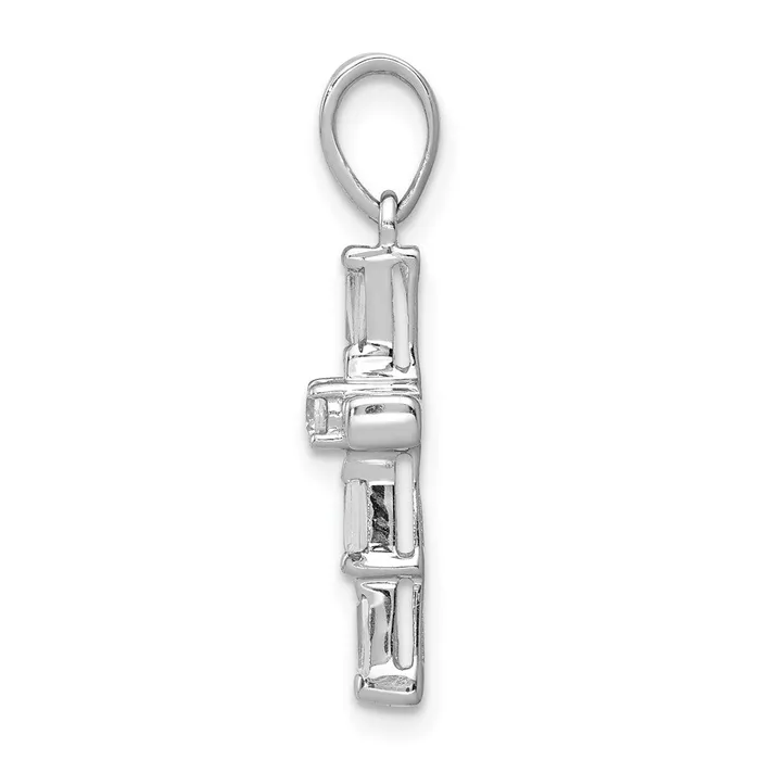 Goldia Solid 14k White Gold 15ct Simulated CZ Cross Pendant Necklaces Goldia Solid 14k White Gold 15ct Simulated CZ Cross Pendant Necklaces