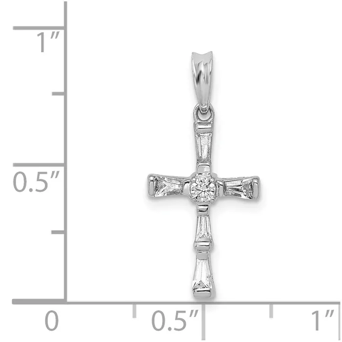 Goldia Solid 14k White Gold 15ct Simulated CZ Cross Pendant Necklaces Goldia Solid 14k White Gold 15ct Simulated CZ Cross Pendant Necklaces