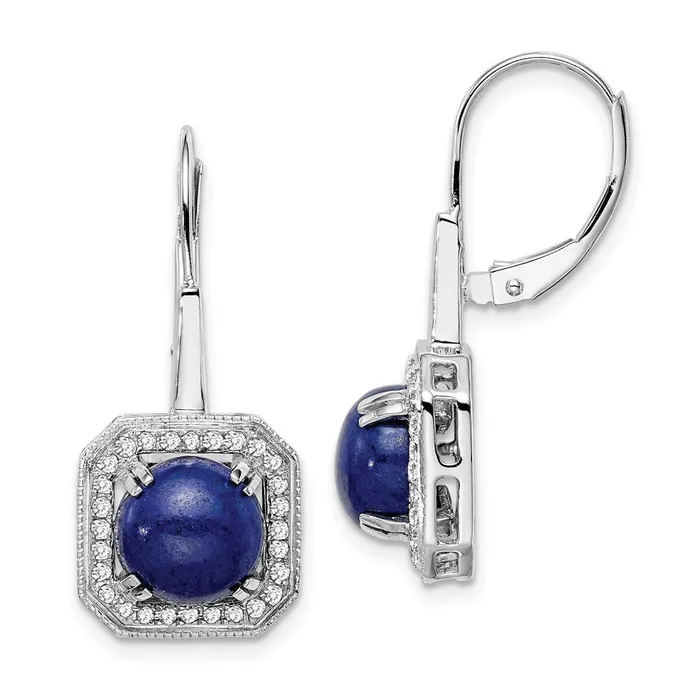 Goldia Solid 14k White Gold Lapis and Simulated CZ LeverbacK Earrings Earrings Goldia Solid 14k White Gold Lapis and Simulated CZ LeverbacK Earrings Earrings