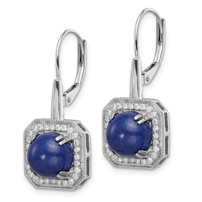 Goldia Solid 14k White Gold Lapis and Simulated CZ LeverbacK Earrings Earrings Goldia Solid 14k White Gold Lapis and Simulated CZ LeverbacK Earrings Earrings