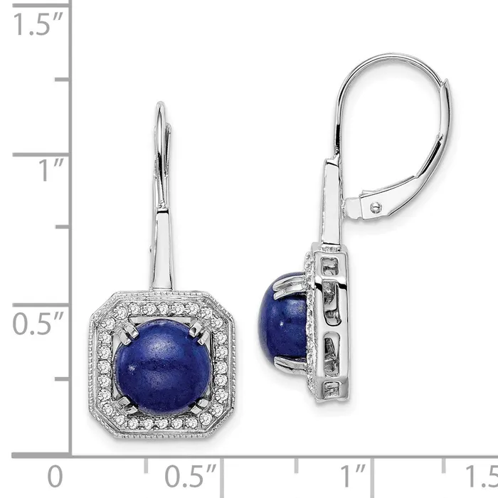 Goldia Solid 14k White Gold Lapis and Simulated CZ LeverbacK Earrings Earrings Goldia Solid 14k White Gold Lapis and Simulated CZ LeverbacK Earrings Earrings