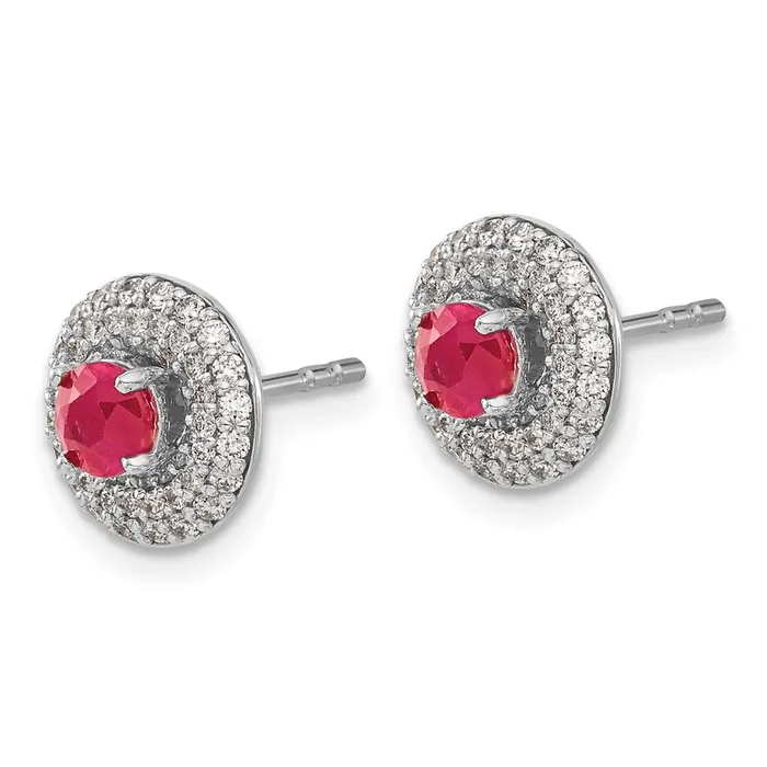Goldia Solid 14k White Gold Simulated CZ and Ruby Stud w JacKet Earrings Earrings Goldia Solid 14k White Gold Simulated CZ and Ruby Stud w JacKet Earrings Earrings
