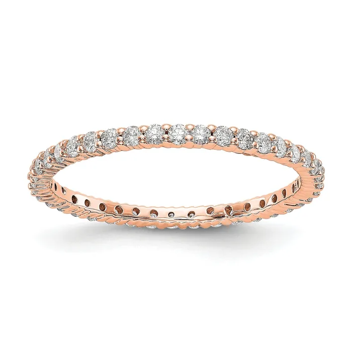 Goldia Solid Real 14k Rose Gold Polished Shared Prong 12ct CZ Eternity Wedding Band Ring Rings Goldia Solid Real 14k Rose Gold Polished Shared Prong 12ct CZ Eternity Wedding Band Ring Rings