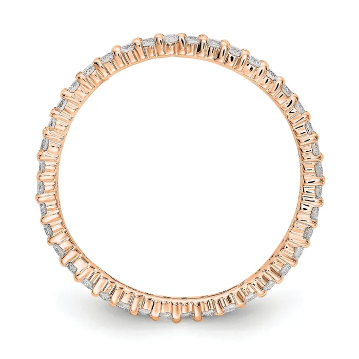 Goldia Solid Real 14k Rose Gold Polished Shared Prong 12ct CZ Eternity Wedding Band Ring Rings