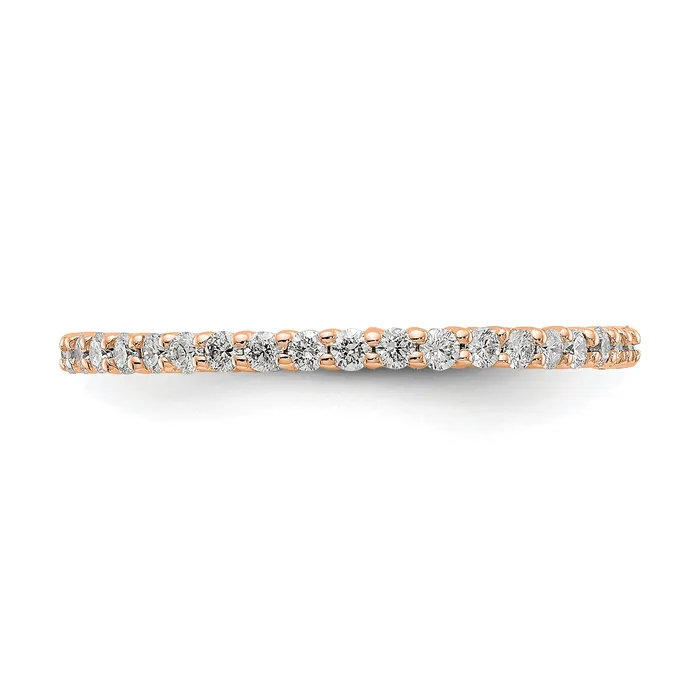 Goldia Solid Real 14k Rose Gold Polished Shared Prong 12ct CZ Eternity Wedding Band Ring Rings