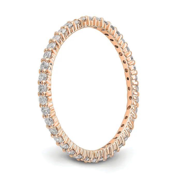 Goldia Solid Real 14k Rose Gold Polished Shared Prong 12ct CZ Eternity Wedding Band Ring Rings