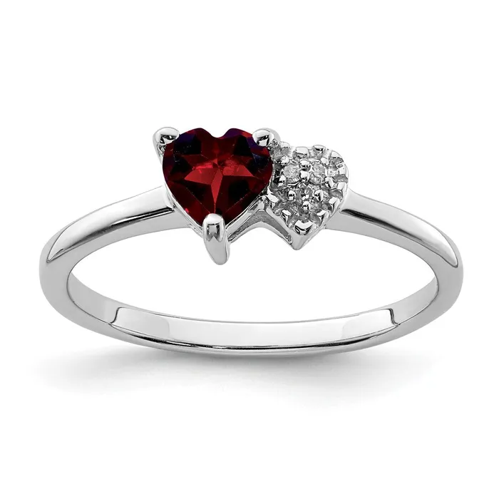 Goldia Sterling Silver Polished Garnet and Diamond Ring Rings