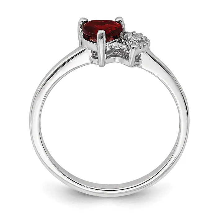 Goldia Sterling Silver Polished Garnet and Diamond Ring Rings