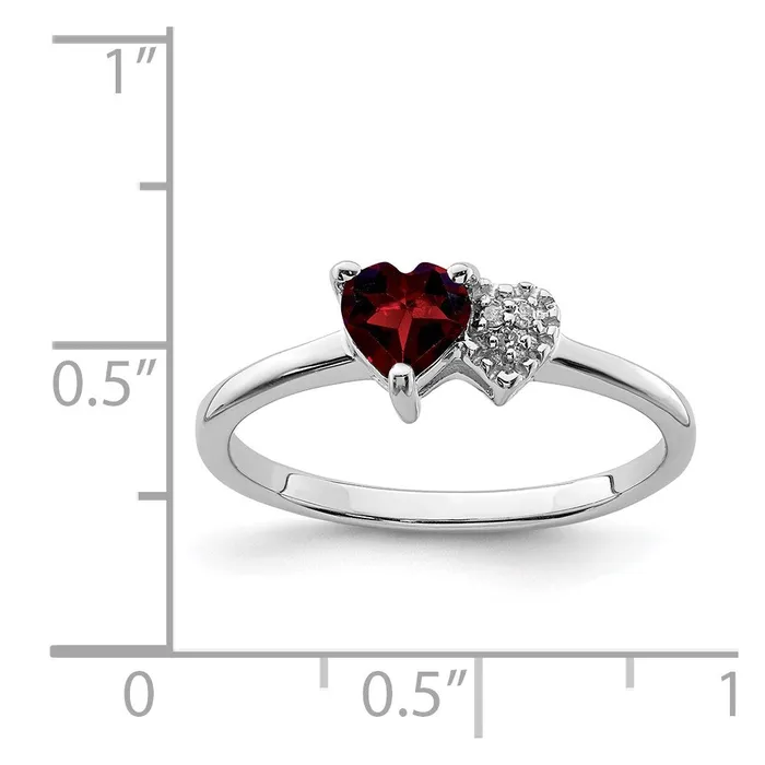 Goldia Sterling Silver Polished Garnet and Diamond Ring Rings