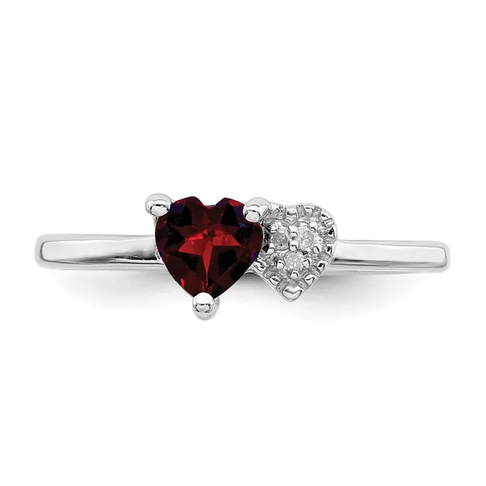 Goldia Sterling Silver Polished Garnet and Diamond Ring Rings