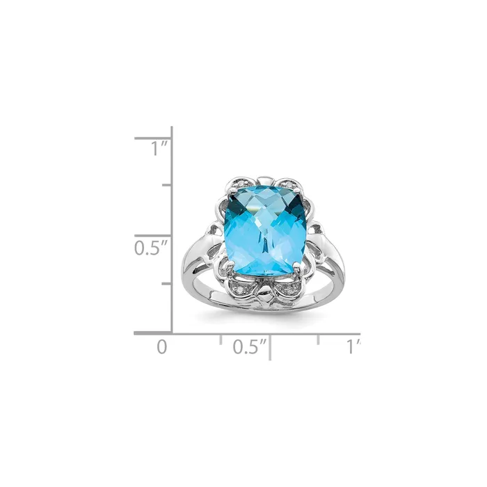 Goldia Sterling Silver Rhodium CheckerCut Blue Topaz u0026 Natural Diamond Gemstone Birthstone Ring Fine Jewelry Gift for Her Rings Goldia Sterling Silver Rhodium CheckerCut Blue Topaz u0026 Natural Diamond Gemstone Birthstone Ring Fine Jewelry Gift for Her Rings