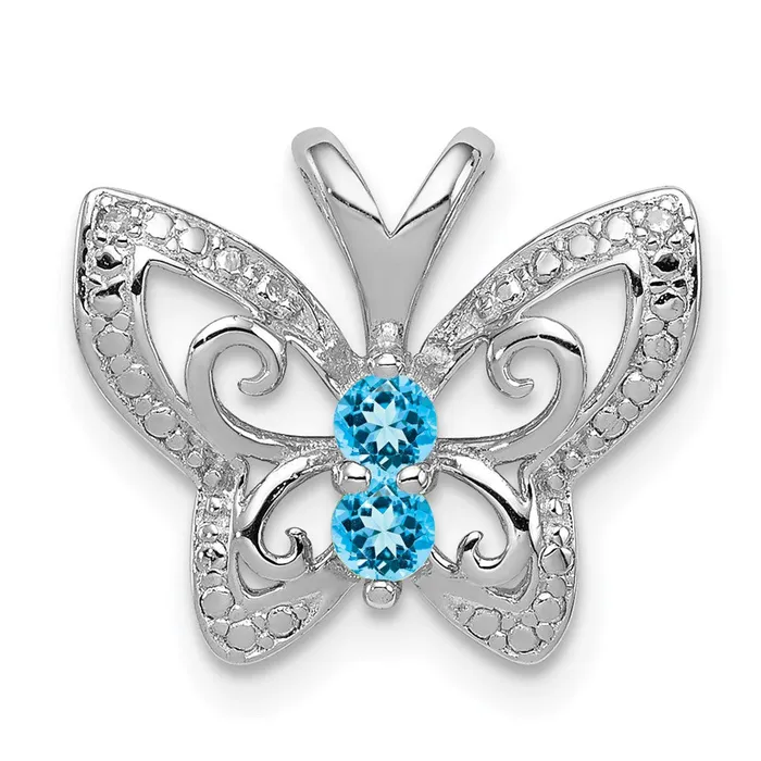 Goldia Sterling Silver Rhodiumplated Blue Topaz u0026 Diamond Pendant Necklaces Goldia Sterling Silver Rhodiumplated Blue Topaz u0026 Diamond Pendant Necklaces