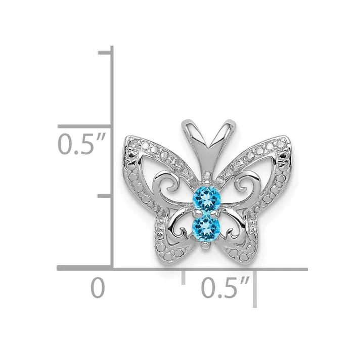 Goldia Sterling Silver Rhodiumplated Blue Topaz u0026 Diamond Pendant Necklaces