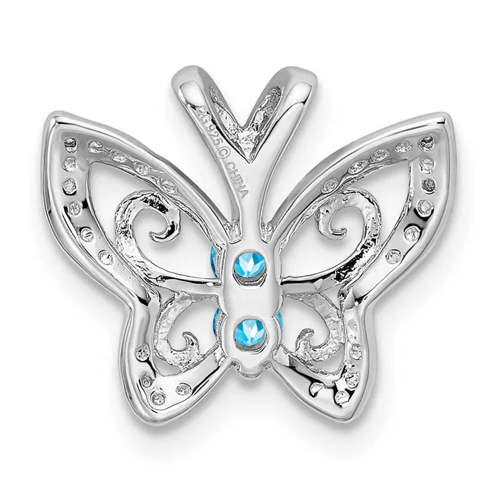 Goldia Sterling Silver Rhodiumplated Blue Topaz u0026 Diamond Pendant Necklaces