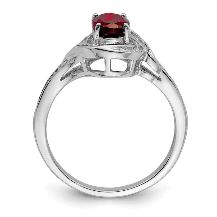 Goldia Sterling Silver Rhodiumplated Diamond u0026 Garnet Ring Rings