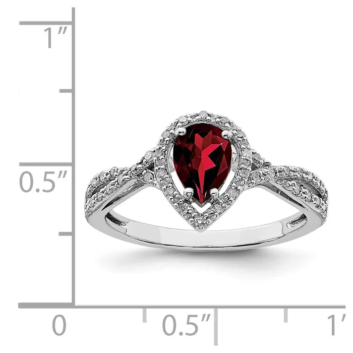Goldia Sterling Silver Rhodiumplated Diamond u0026 Garnet Ring Rings