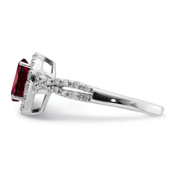 Goldia Sterling Silver Rhodiumplated Diamond u0026 Garnet Ring Rings