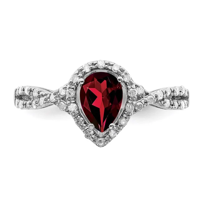 Goldia Sterling Silver Rhodiumplated Diamond u0026 Garnet Ring Rings