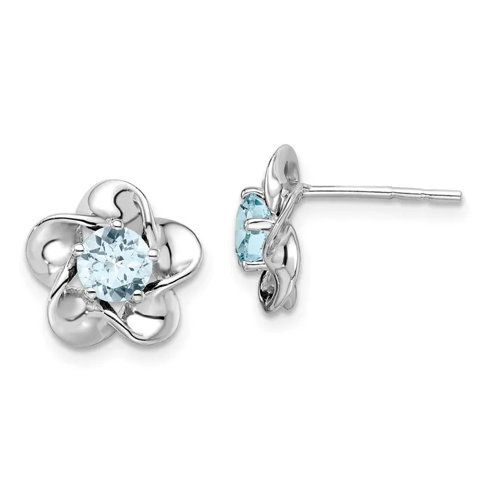 Goldia Sterling Silver Rhodiumplated Floral Aquamarine Post Earrings Earrings Goldia Sterling Silver Rhodiumplated Floral Aquamarine Post Earrings Earrings