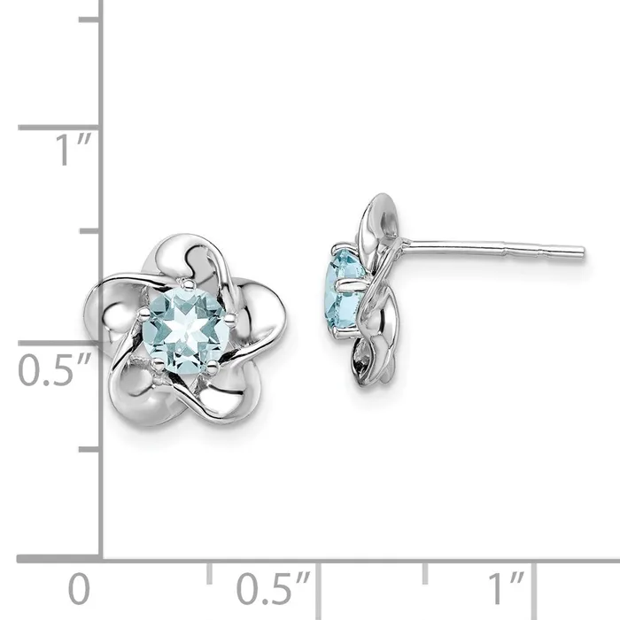 Goldia Sterling Silver Rhodiumplated Floral Aquamarine Post Earrings Earrings