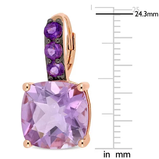 JMS always Earrings Original AMOUR 15 12 CT TGW Rose De France and Amethyst Leverback Earrings In Rose Plated Sterling Silver JMS always Earrings Original AMOUR 15 12 CT TGW Rose De France and Amethyst Leverback Earrings In Rose Plated Sterling Silver