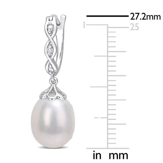JMS always Earrings Original AMOUR 885mm Freshwater Cultured Pearl and Diamond Accent Infinity Drop Cuff Earrings In Sterling Silver JMS always Earrings Original AMOUR 885mm Freshwater Cultured Pearl and Diamond Accent Infinity Drop Cuff Earrings In Sterling Silver