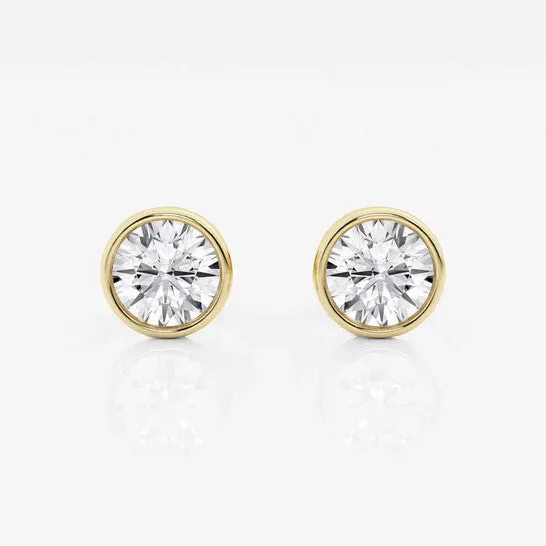 JMS always Earrings Original Brilliant Diamond 14KT Yellow Gold 1 12 cttw RoundCut Lab Grown Diamond Bezel Set Solitaire Stud Earrings for Women GSI JMS always Earrings Original Brilliant Diamond 14KT Yellow Gold 1 12 cttw RoundCut Lab Grown Diamond Bezel Set Solitaire Stud Earrings for Women GSI