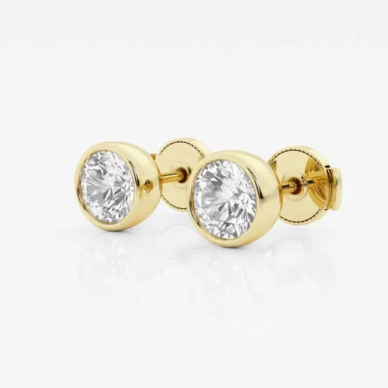 JMS always Earrings Original Brilliant Diamond 14KT Yellow Gold 1 12 cttw RoundCut Lab Grown Diamond Bezel Set Solitaire Stud Earrings for Women GSI JMS always Earrings Original Brilliant Diamond 14KT Yellow Gold 1 12 cttw RoundCut Lab Grown Diamond Bezel Set Solitaire Stud Earrings for Women GSI