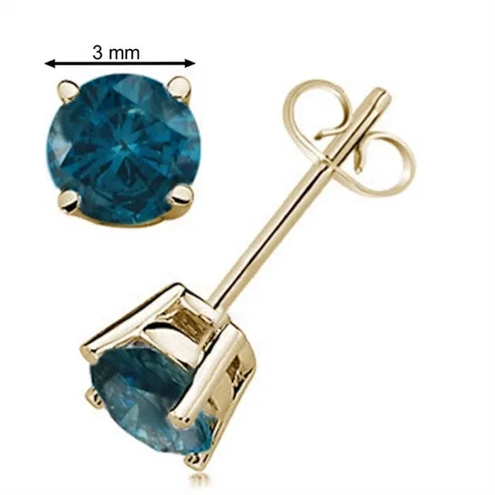 JMS always Earrings Original Maulijewels 020 Carat Natural Round Blue Diamond Prong Set Stud Earring In 14K Blue Yellow Gold JMS always Earrings Original Maulijewels 020 Carat Natural Round Blue Diamond Prong Set Stud Earring In 14K Blue Yellow Gold