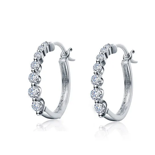 JMS always Earrings Original Megan Walford 925 Sterling Silver Cubic Zirconia Bezel Hoop Earrings JMS always Earrings Original Megan Walford 925 Sterling Silver Cubic Zirconia Bezel Hoop Earrings