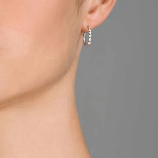 JMS always Earrings Original Megan Walford 925 Sterling Silver Cubic Zirconia Bezel Hoop Earrings JMS always Earrings Original Megan Walford 925 Sterling Silver Cubic Zirconia Bezel Hoop Earrings