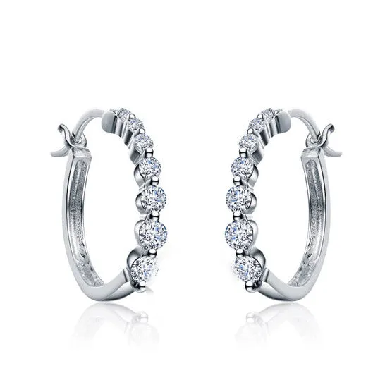 JMS always Earrings Original Megan Walford 925 Sterling Silver Cubic Zirconia Bezel Hoop Earrings JMS always Earrings Original Megan Walford 925 Sterling Silver Cubic Zirconia Bezel Hoop Earrings