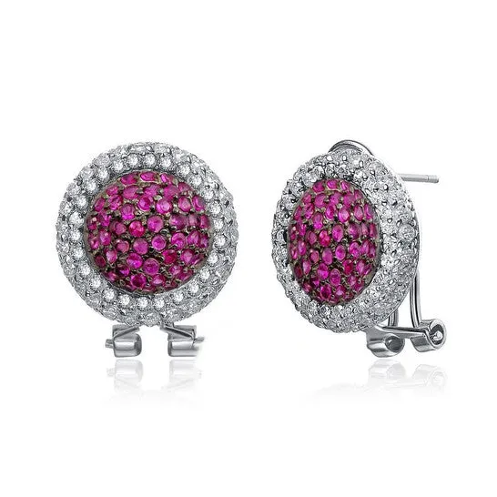 JMS always Earrings Original Megan Walford Black Over Sterling Silver Round Pink and Clear Cubic Zirconia Stud Earrings JMS always Earrings Original Megan Walford Black Over Sterling Silver Round Pink and Clear Cubic Zirconia Stud Earrings