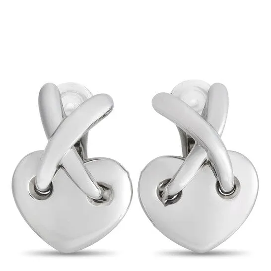 JMS always Earrings Original PreOwned Chaumet 18K White Gold Heart Clip On Earrings JMS always Earrings Original PreOwned Chaumet 18K White Gold Heart Clip On Earrings