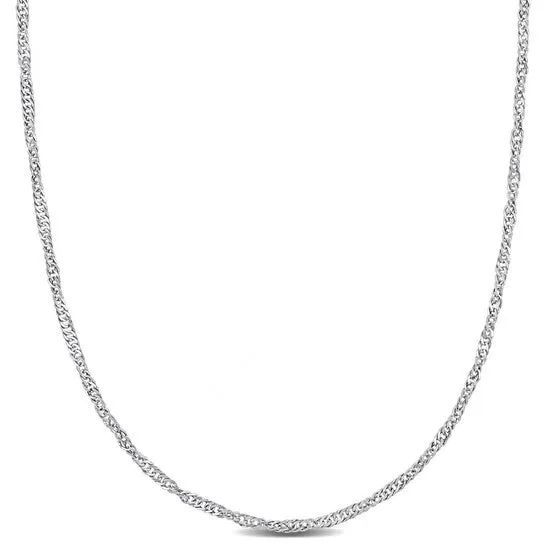 JMS always Necklaces Original AMOUR 19mm Diamondcut Singapore Necklace In 14K White Gold 16 In