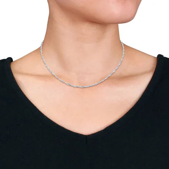 JMS always Necklaces Original AMOUR 19mm Diamondcut Singapore Necklace In 14K White Gold 16 In JMS always Necklaces Original AMOUR 19mm Diamondcut Singapore Necklace In 14K White Gold 16 In
