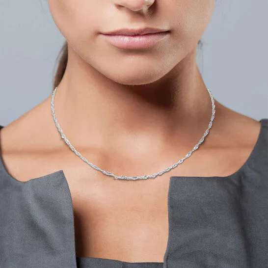 JMS always Necklaces Original AMOUR 19mm Diamondcut Singapore Necklace In 14K White Gold 16 In JMS always Necklaces Original AMOUR 19mm Diamondcut Singapore Necklace In 14K White Gold 16 In