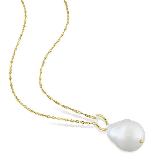 JMS always Necklaces Original AMOUR 1314mm Baroque Freshwater Cultured Pearl Pendant In Yellow Plated Sterling Silver no Chain JMS always Necklaces Original AMOUR 1314mm Baroque Freshwater Cultured Pearl Pendant In Yellow Plated Sterling Silver no Chain