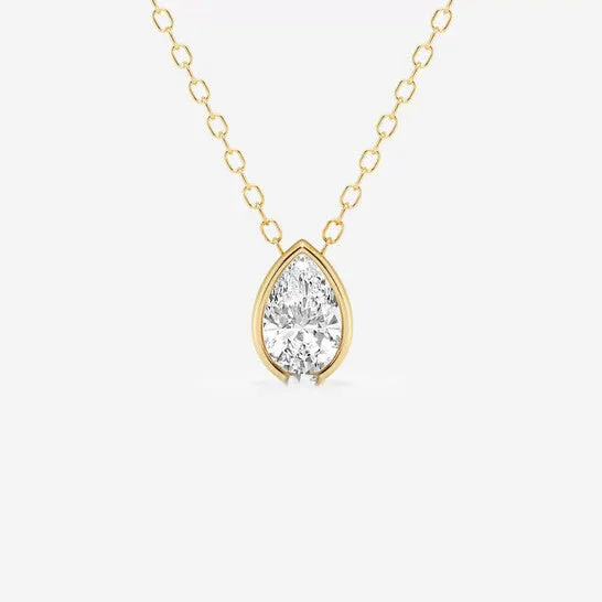 JMS always Necklaces Original Brilliant Diamond 050 cttw 14KT Yellow Gold Bezel Setting PearCut Lab Grown Diamond Pendant Necklace for WomenVS2 JMS always Necklaces Original Brilliant Diamond 050 cttw 14KT Yellow Gold Bezel Setting PearCut Lab Grown Diamond Pendant Necklace for WomenVS2