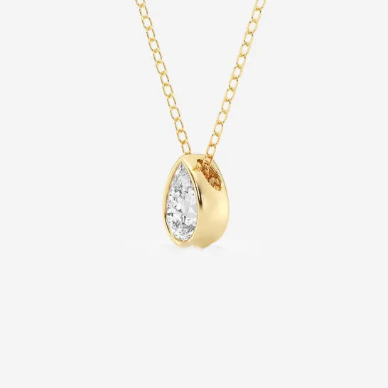 JMS always Necklaces Original Brilliant Diamond 050 cttw 14KT Yellow Gold Bezel Setting PearCut Lab Grown Diamond Pendant Necklace for WomenVS2 JMS always Necklaces Original Brilliant Diamond 050 cttw 14KT Yellow Gold Bezel Setting PearCut Lab Grown Diamond Pendant Necklace for WomenVS2