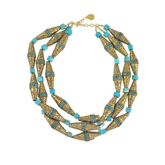 JMS always Necklaces Original Devon Leigh 24K Gold Plated Brass And Howlite Multi Strand Necklace N6075 JMS always Necklaces Original Devon Leigh 24K Gold Plated Brass And Howlite Multi Strand Necklace N6075