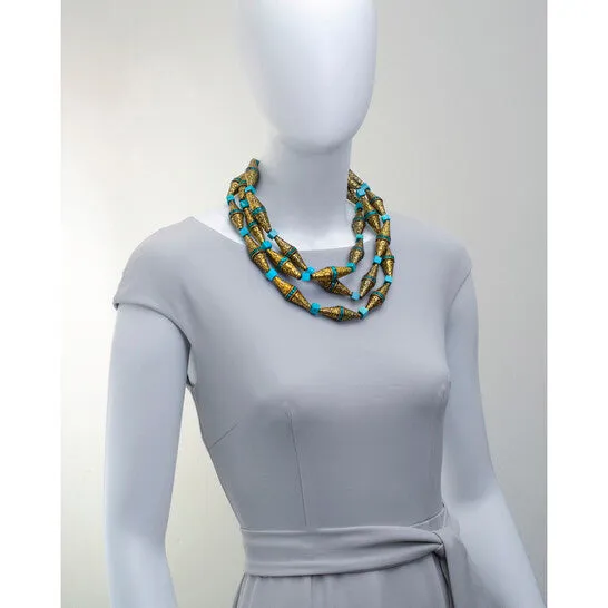 JMS always Necklaces Original Devon Leigh 24K Gold Plated Brass And Howlite Multi Strand Necklace N6075 JMS always Necklaces Original Devon Leigh 24K Gold Plated Brass And Howlite Multi Strand Necklace N6075