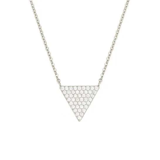 JMS always Necklaces Original Elegant Confetti Womens 18K White Gold Plated CZ Simulated Diamond Pave Triangle Pendant Necklace JMS always Necklaces Original Elegant Confetti Womens 18K White Gold Plated CZ Simulated Diamond Pave Triangle Pendant Necklace