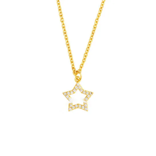 JMS always Necklaces Original Elegant Confetti Womens 18K Yellow Gold Plated CZ Simulated Diamond Star Pendant Necklace JMS always Necklaces Original Elegant Confetti Womens 18K Yellow Gold Plated CZ Simulated Diamond Star Pendant Necklace