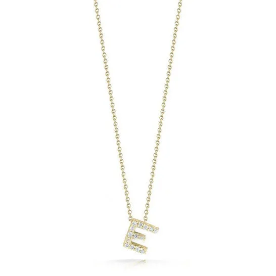 JMS always Necklaces Original Roberto Coin 18K Yellow Gold 006Ct Diamond Tiny Treasures Letter E Necklace 001634Aychxe JMS always Necklaces Original Roberto Coin 18K Yellow Gold 006Ct Diamond Tiny Treasures Letter E Necklace 001634Aychxe