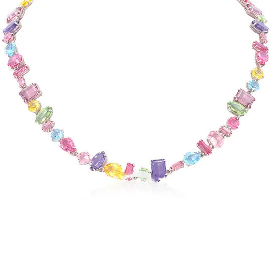 JMS always Necklaces Original Swarovski Multicolored Rhodium Plated Gema Necklace JMS always Necklaces Original Swarovski Multicolored Rhodium Plated Gema Necklace